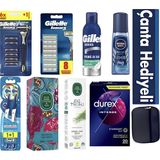 Gillette Damat Kişisel Bakım Bohçası + Vegan Deri Çantası İle 14'lü Yedek Tıraş Bıçağı Ve Deodorant