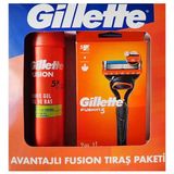 Gillette Fusion 5 Tıraş Makinesi + 2 Yedek Tıraş Bıçağı + 200 ml Tıraş Jeli