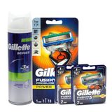 Gillette Fusion Flexball Power 1 Up+4 yedek+250ml Sensitive Köpük