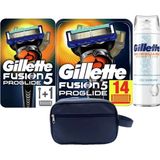 Gillette Fusion Proglide 1 Başlık ve Makine + Gillette Fusion Proglide 14 Adet Yedek Tıraş Bıçağı + Skinguard Tıraş Köpüğü 200 ml + Seyahat Çantası