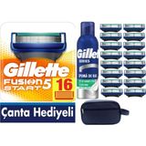 Gillette Fusion Start 16 Yedek Tıraş Bıçağı +200 ml Köpük +Çanta
