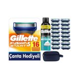Gillette Fusion Start 16 Yedek Tıraş Bıçağı +300 ml Köpük +Çanta