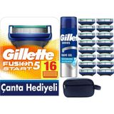 Gillette Fusion Start 16 Yedek Tıraş Bıçağı + Gillette 200 ml Jel+Çanta