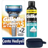Gillette Fusion Start Makine+ 2 Adet Yedek Tıraş Bıçağı + Gillette 300 ml Köpük + Çanta
