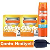 Gillette Fusion Tıraş Bıçağı Paketi (6'lı Bıçak + Jel+ Seyahat Çantası)