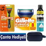 Gillette Fusion5 Power Pilli Titreşimli 1 Makine + 9 Başlık + 300 ml Köpük + Çanta Hediyeli Tıraş Seti