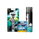 Gillette Gilette Mach3 Makine 1up + Mach3 4'lü Yedek Bıçak + 200ml Traş Köpüğü Sinek Kaydı