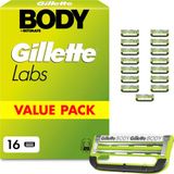Gillette Labs Body & İntimate Tıraş Bıçakları, 16 Yedek Bıçak, Yeşil - Erkek Tıraş Makineleri İçin, Batık Tüylere Ve Tahrişlere Karşı Koruma İçin 2 Bıçak, Uzun Ömürlü Kayganlaştırıcı Şerit