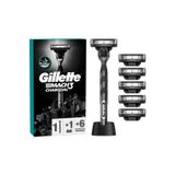 Gillette Mach 3 Charcoal Tıraş Makinesi + 6 Up Yedek Tıraş Bıçağı + Premium Stand