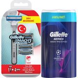 Gillette Mach 3 Turbo 1 Tıraş Makinesi + 4 Yedek Bıçak + 2'li Tıraş Köpüğü