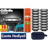 Gillette Mach3 Charcoal 16 Adet Tıraş Bıçağı + 200 ml Fusion Jel + Çanta