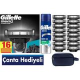 Gillette Mach3 Charcoal 16 Adet Yedek Tıraş Bıçağı + 200 ml Jel + Çanta