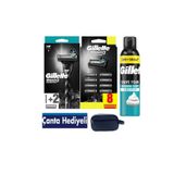 Gillette Mach3 Charcoal Makine + 10 adet Yedek Tıraş Bıçağı +300 ML köpük + Çanta