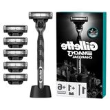 Gillette Mach3 Charcoal Tıraş Makinesi + 5 Adet Yedek Tıraş Bıçağı + Premium Stand Hediyeli Peket - 000-Siyah