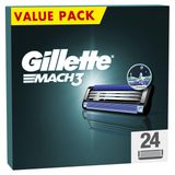 Gillette Mach3 Erkek Tıraş Bıçağı, Hassas Düzeltici, 24'lü Yedek Bıçak Paketi