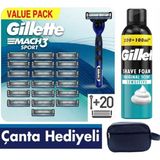 Gillette Mach3 Sport 1 Makine+17 Tıraş Bıçağı + 300 ml Köpük +Çanta Hediye