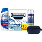 Gillette Mach3 Sport 15 Adet Yedek Tıraş Bıçağı + 200 ml Köpük + Çanta