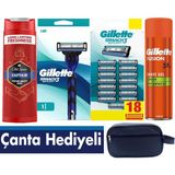Gillette Mach3 Sport Makine+18 Yedek Bıçağı + 200ML Jel +Oldspice 400ML Şampuan +Çanta