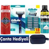 Gillette Mach3 Sport Makine+18 Yedek Bıçağı + 300ml Köpük +OldSpice 400ml Şampuan +Çanta