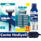 Gillette Mach3 Sport Tıraş Makinesi + 18 Adet Tıraş Bıçağı + 200 ml Tıraş Köpüğü + Çanta