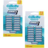 Gillette Mach3 Start Yedek Bıcak 15'li 2 Adet Paslanmaz Çelik Profesyonel Tıraş Deneyimi İçin