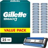Gillette Mach3 Tıraş Bıçakları, Erkek Islak Tıraş Makineleri İçin 3 Katlı Bıçağa Sahip 25 Yedek Bıçak