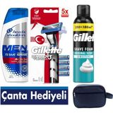 Gillette Mach3 Turbo 3D Makine + 5 Adet Yedek Tıraş Bıçağı + 300ml Köpük+ Çanta+ 300 ml Şampuan