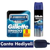 Gillette Mach3 Turbo Tıraş Bıçağı Paketi (8'li Bıçak + Jel+ Seyahat Çantası)