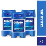 Gillette Power Rush Clear Jel Antiperspirant Deodorant 70 mlX3 Adet Unisex