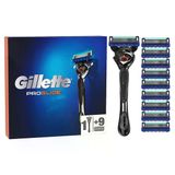 Gillette Proglide Erkek Islak Tıraş Makinesi, Tıraş Makinesi + 10 Adet 5 Katlı Bıçaklı Tıraş Bıçağı, Erkekler İçin Hediye, Siyah/Mavi