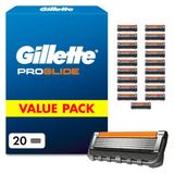 Gillette Proglide Erkek Tıraş Bıçakları, 20 Yedek Bıçak, Siyah - Islak Tıraş Makinesi, İnanılmaz Temizlik Ve Konfor İçin Bıçaklardan Önce Ve Sonra 2 Adet Kayganlaştırıcı Şerit