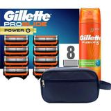 Gillette Proglide Power 8 Li Tiras Bicagi Karton Paket + Fusion 200 Ml Jel + Seyahat Cantasi