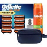 Gillette Proglide Power 8'li Yedek Tıraş Bıçağı Karton Paket + Fusion 200 ml Jel + Seyahat Çantası