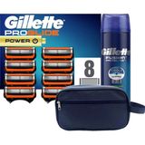 Gillette Proglide Power 8'li Yedek Tıraş Bıçağı Karton Paket + Proglide 250 ml Jel + Seyahat Çantası