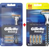 Gillette Sensor3 14'lü Tıraş Makinesi + Yedek Bıçağı, Hassas Ciltler için Kayganlaştırıcı Bantlı