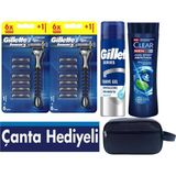 Gillette Sensor3 2 Tıraş Makinesi + 12 Yedek Tıraş Bıçağı+ 200 ml JEL+350 ml Şampuan+Çanta