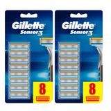 Gillette Sensor3 Erkek Tıraş Bıçakları 8+8 Yedek Tıraş Bıçağı