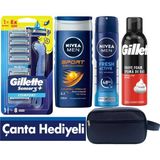 Gillette Sensor3 Plus Comfort Tıraş Makinesi + 8 Yedek Tıraş Bıçağı+Duş Jeli +Deodorant +200 ml Köpük +Çanta