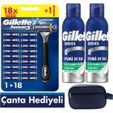 Gillette Sensor3 Tıraş Makinesi + 18 Yedek Tıraş Bıçağı+ 600 ml Köpük +Çanta