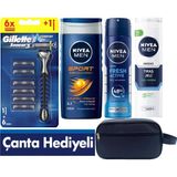 Gillette Sensor3 Tıraş Makinesi + 6 Yedek Tıraş Bıçağı+Duş Jeli +Deodorant +200 ml Jel +Çanta