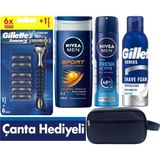 Gillette Sensor3 Tıraş Makinesi + 6 Yedek Tıraş Bıçağı+Duş Jeli +Deodorant +200 ml Köpük +Çanta