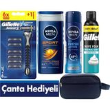 Gillette Sensor3 Tıraş Makinesi + 6 Yedek Tıraş Bıçağı+Duş Jeli +Deodorant +300 ml Köpük +Çanta