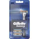 Gillette Sensor3 Tıraş Makinesi + 6'lı Yedek Tıraş Bıçağı Ergonomik Tasarım ve Hassas Tıraş Özellikleri