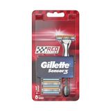 Gillette Sensor3 Tıraş Makinesi Red Edition + 6 Yedek Tıraş Bıçağı