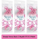 Gillette Simply Venus Kadın Tıraş Bıçağı 5'li x 3 Paket Hassas Cilt Dostu Kullan-At