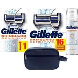 Gillette Skinguard Makine + Skinguard 16 Adet Tiras Bicagi + Skinguard Kopugu 250 Ml + Canta