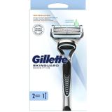 Gillette Skinguard Sensitive sakal düzeltici, erkekler için, cilt tahrişi, 1 sap, 2 yedek bıçak
