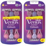 Gillette Venus Comfort Colours Kadın Tıraş Bıçakları, 6 Kadın Tıraş Bıçakları (2 paketi)