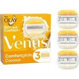 Gillette Venus ComfortGlide Olay Kadın Tıraş Bıçağı Yedek Başlık 3'lü Paket – Hindistan Cevizi Kokulu, 5 Bıçaklı Ergonomik Tasarım