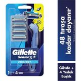 Gillette Venus Gillette Sensor3+ Comfort 4'lü Yedek Bıçağı Başlıklı Tıraş Makinesi